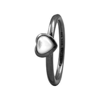 Christina Collect collect black silver ring - Heart with mother of pearl